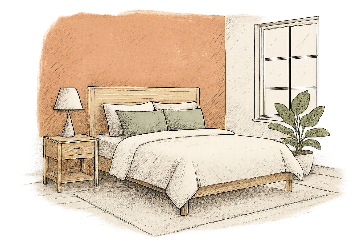 chambre terracotta et lin
