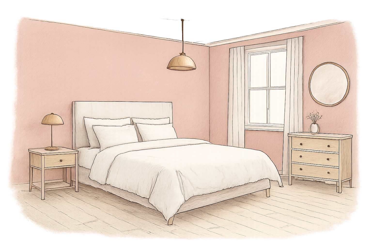 couleur rose poudré peinture