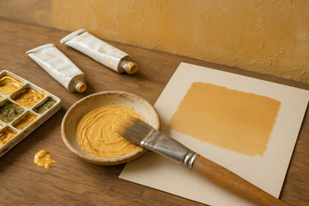 Peinture Ocre Clair : Utilisations, Nuances et Applications en Aquarelle, Acrylique et Décoration Murale