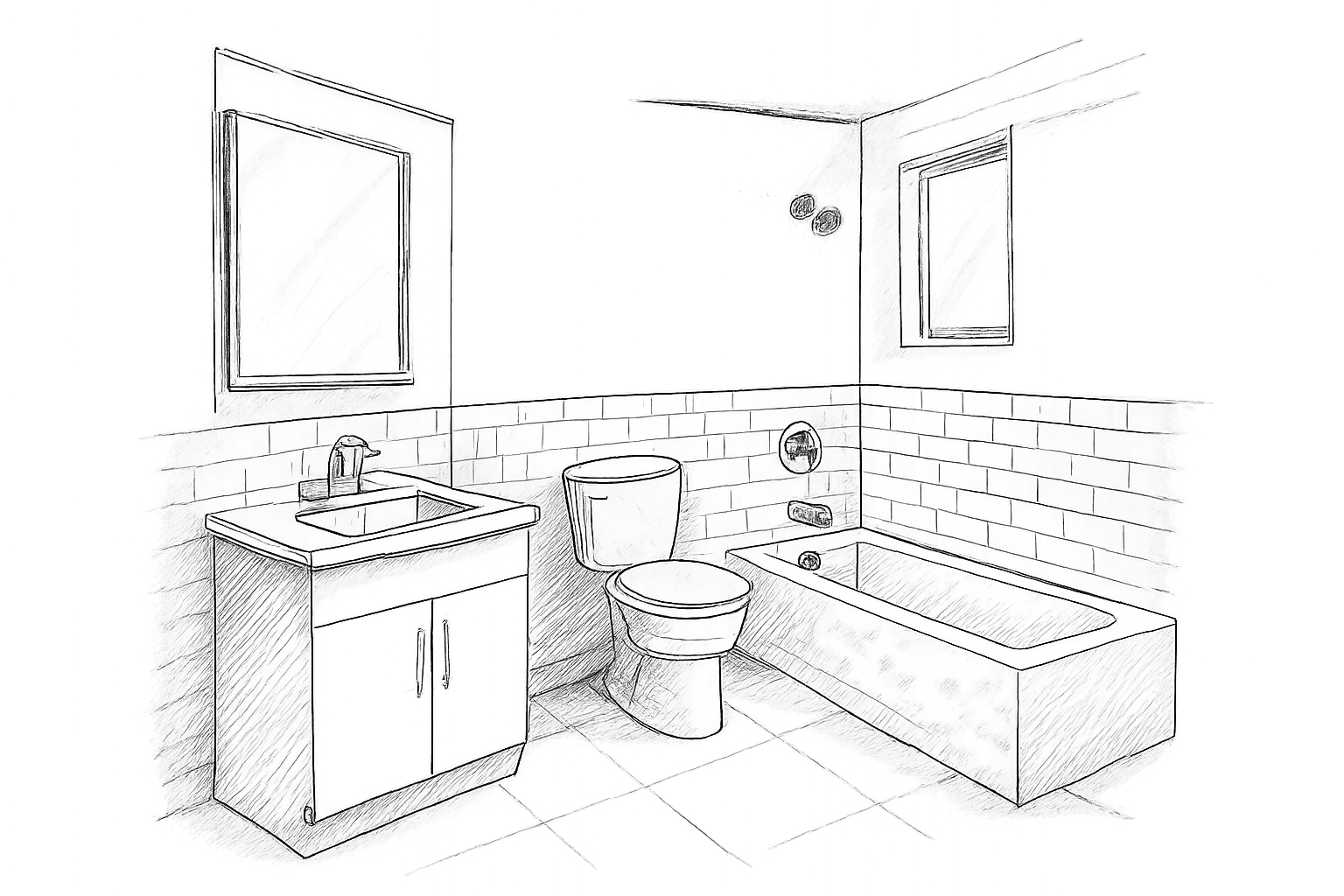 salle de bain carrelée jusqu'au plafond ou pas